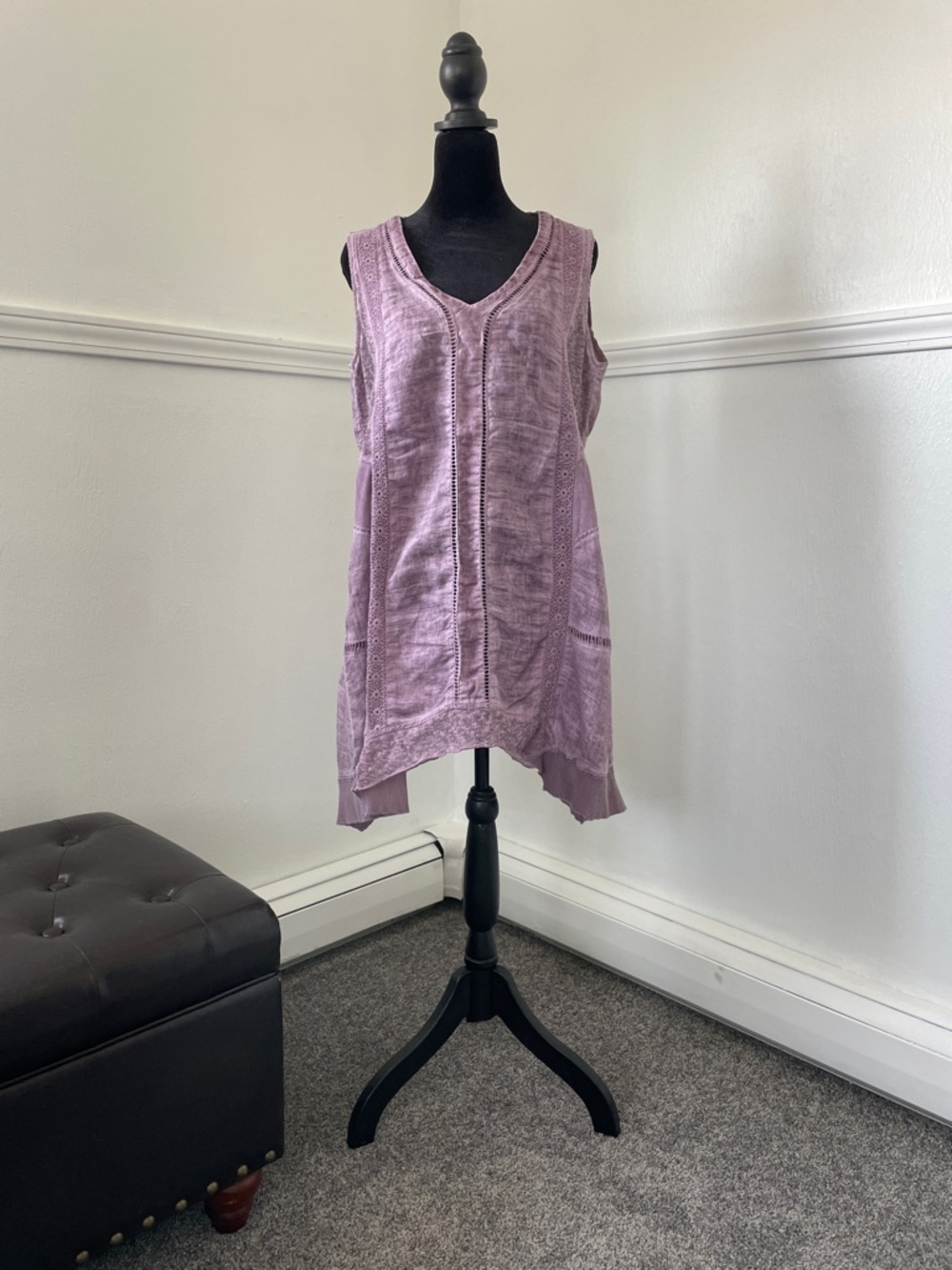 Soft Surroundings Dusty Lavender Crochet-Trim Tank